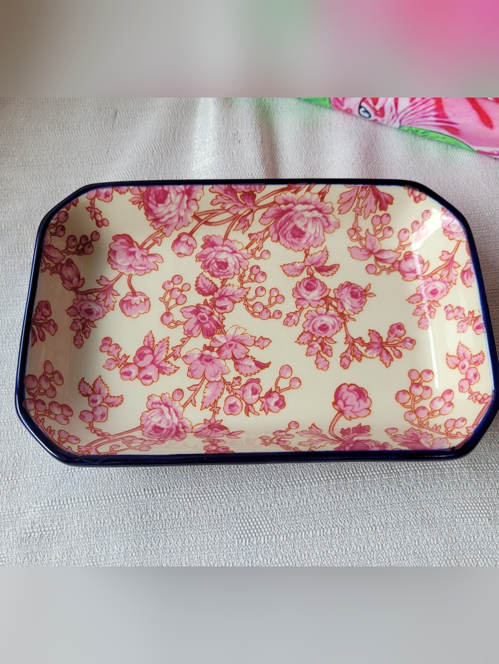 Margot Elena Floral Pink & Cream Trinket Tray